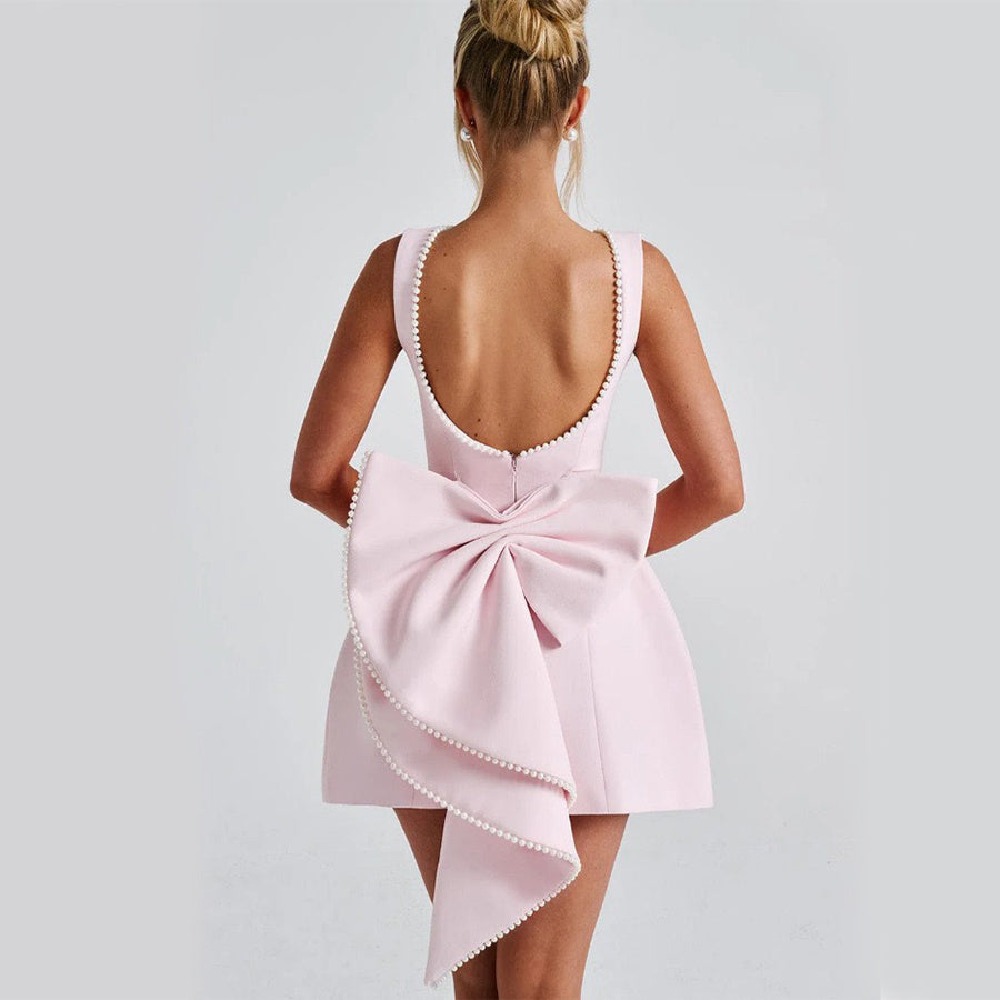 Eclat™ | Mini-robe évasée – Nœud dans le dos et coupe princesse