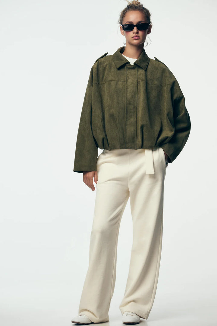 Veste Oversize Suédée – Élégance Décontractée