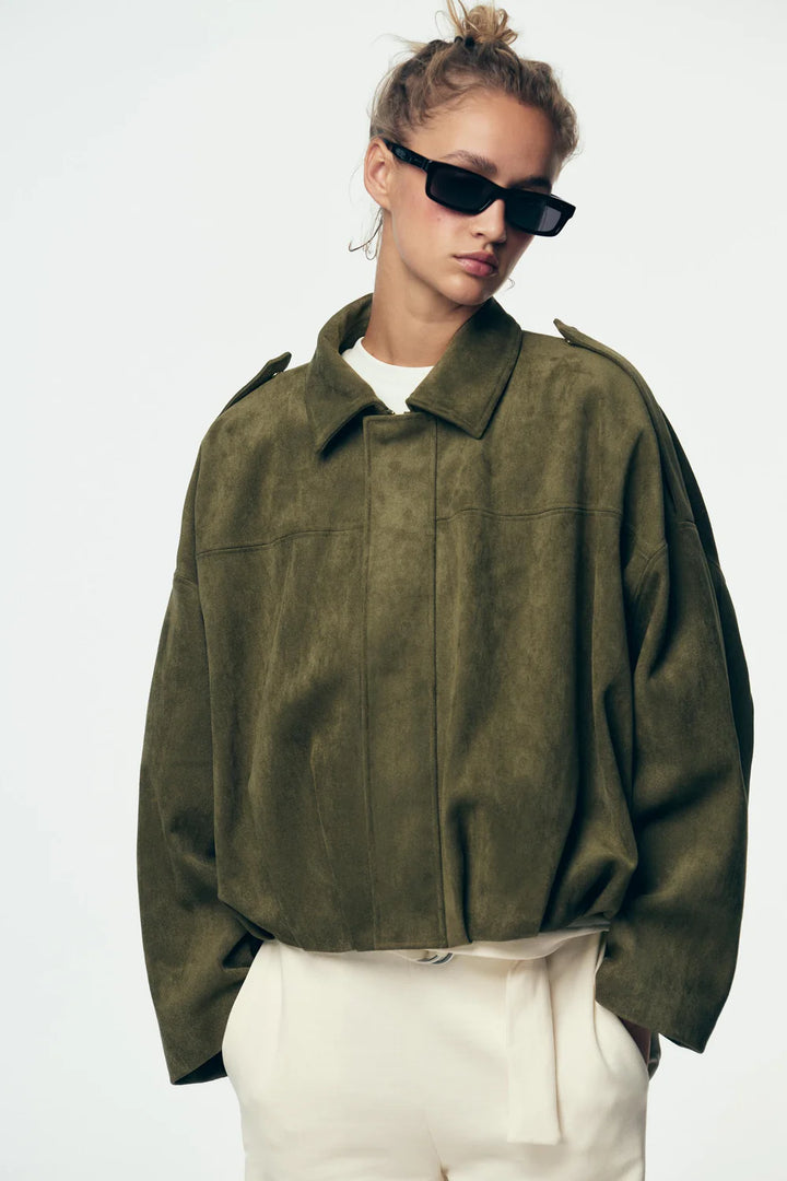 Veste Oversize Suédée – Élégance Décontractée