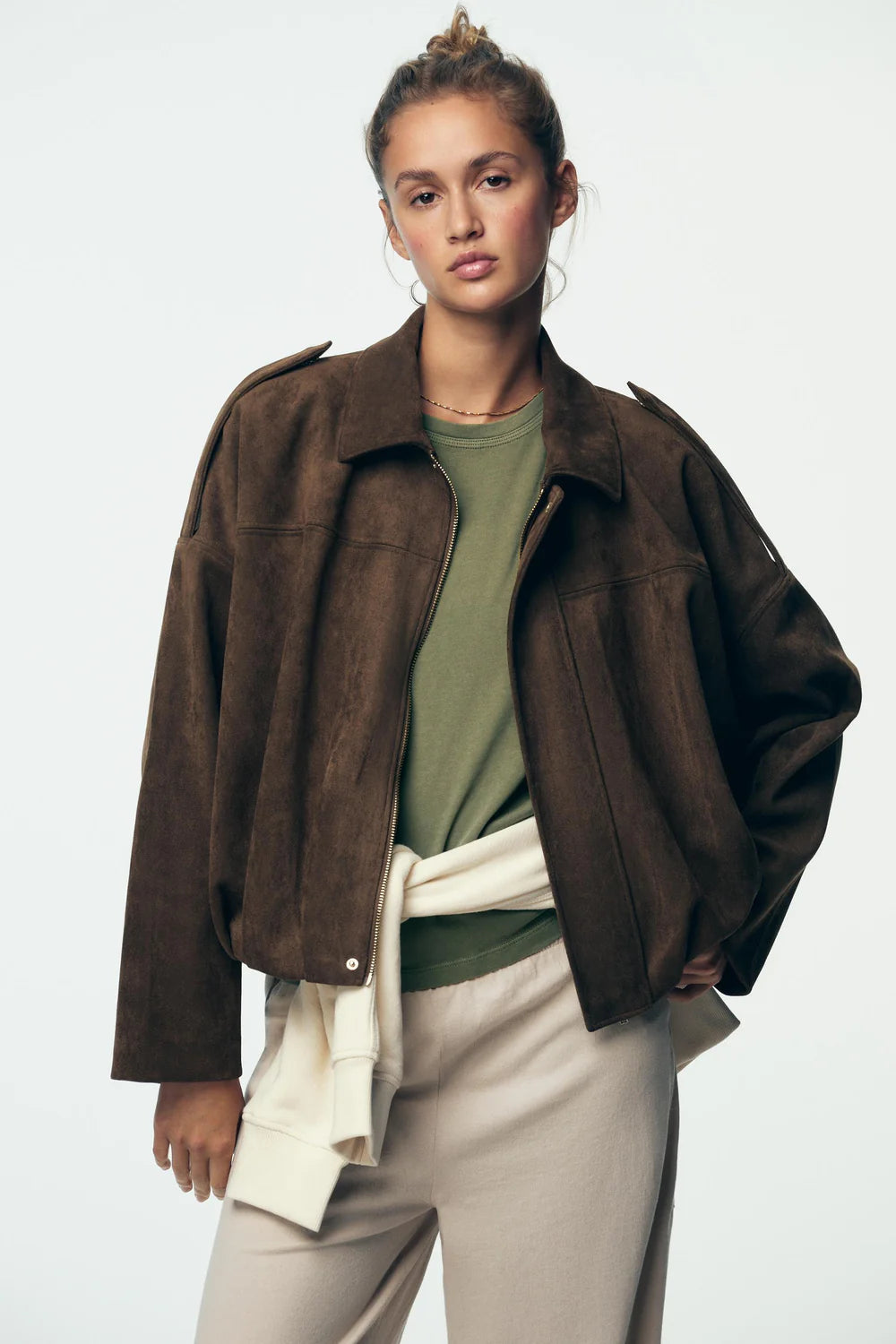 Veste Oversize Suédée – Élégance Décontractée