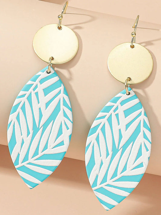 Azure Palm Leaf Drop Earrings – Summer Statement Style