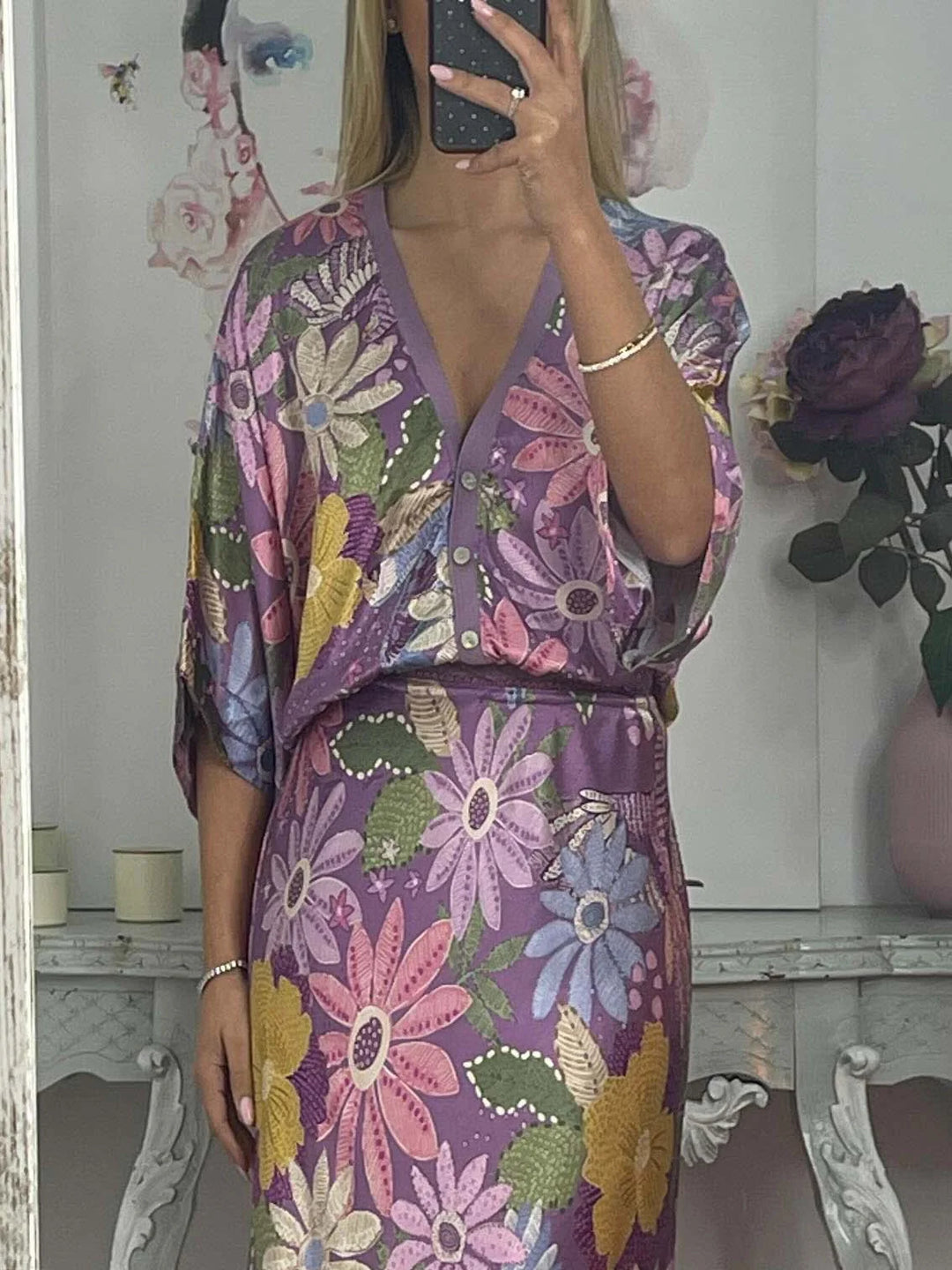 Elegance Bloom™ | Ensemble Satiné à Motif Floral Deux Pièces – Silhouette Sirène
