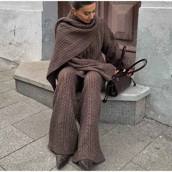 Ensemble Hiver 3 Pièces Élégance ( Écharpe • Pull • Pantalon)