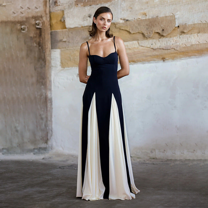 Eclat™ -Robe longue bicolore Élégance sculptée et drapé fluide