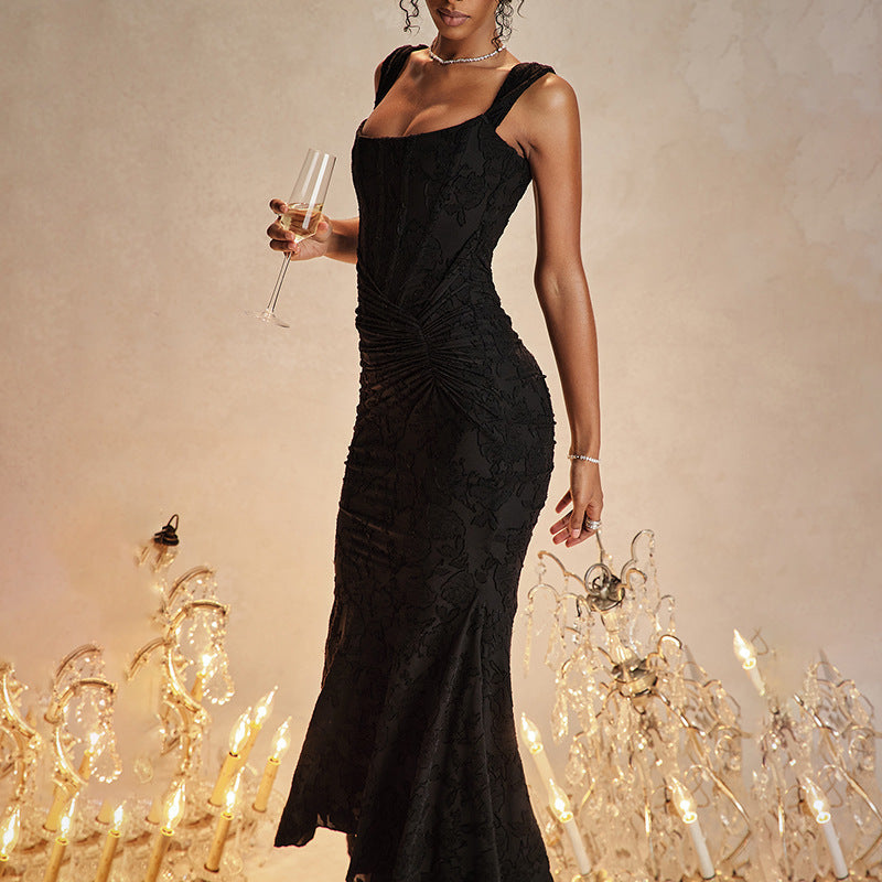 Eclat™ |Robe longue sirène drapée – Élégance sculptée