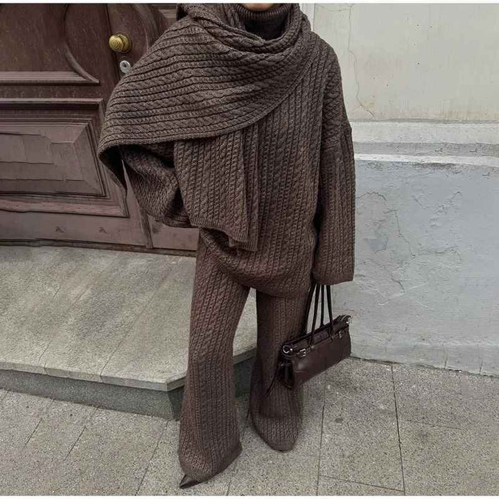 Ensemble Hiver 3 Pièces Élégance ( Écharpe • Pull • Pantalon)