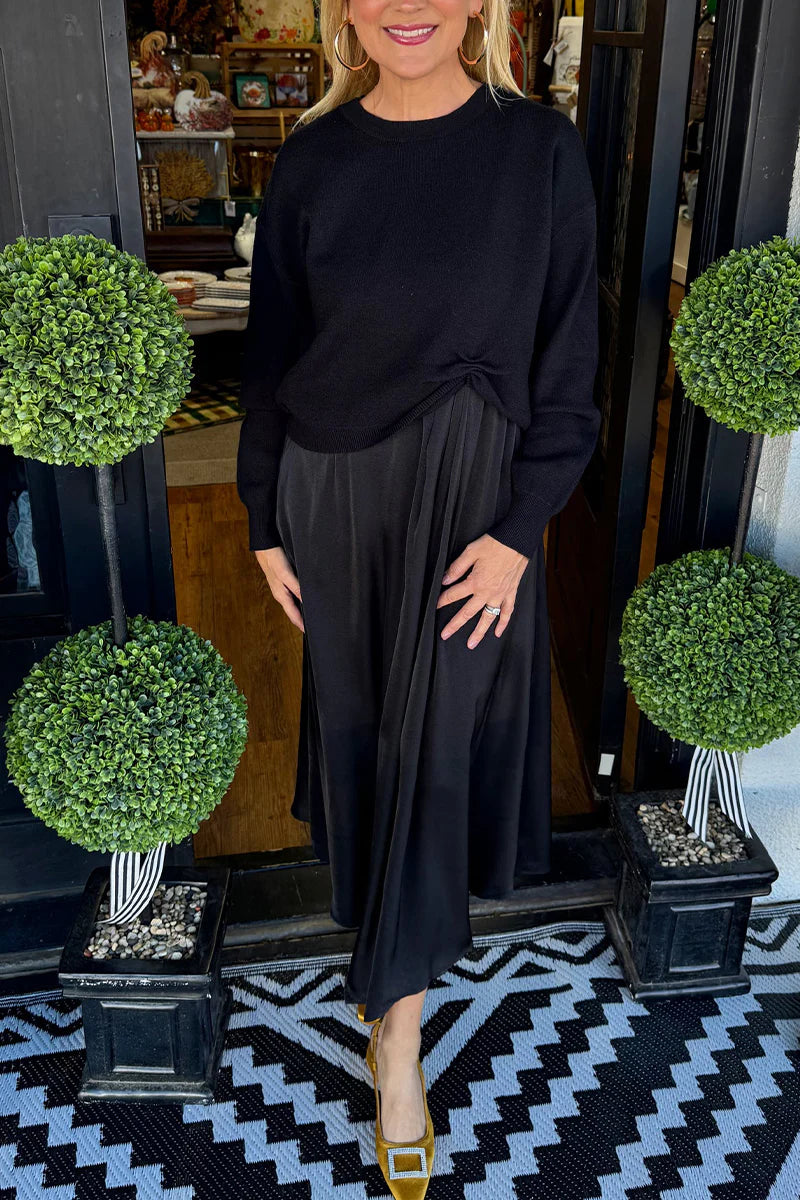 Robe Pull Élégance – Effet Deux-Pièces avec Nœud Drapé