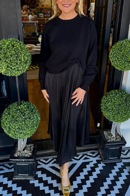 Robe Pull Élégance – Effet Deux-Pièces avec Nœud Drapé