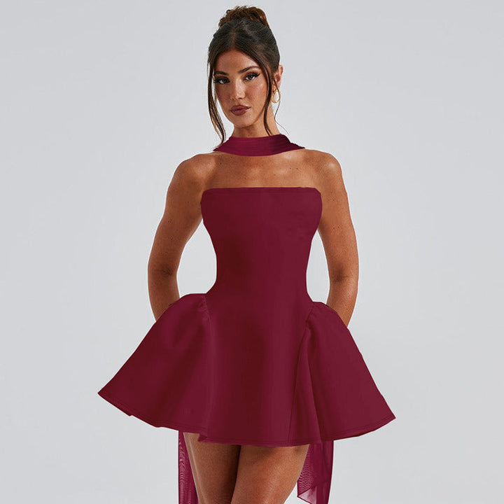 Eclat™ |Robe bustier mini  Coupe évasée et dos noué ultra chic