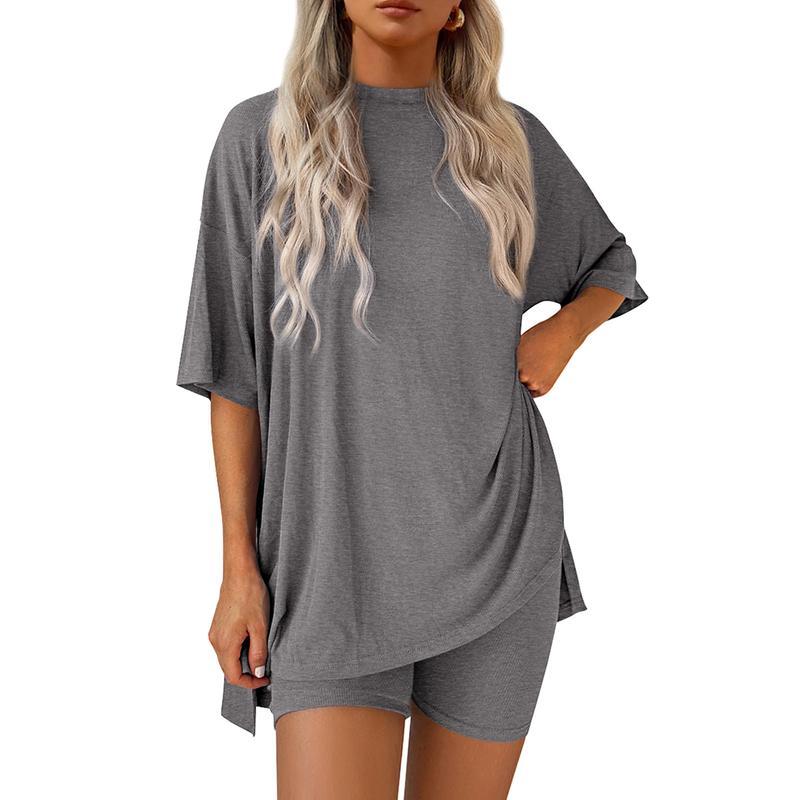 Lounge Set - Long Shirt + Biker shorts - Comfy wear