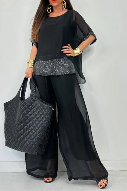 Ensemble en mousseline chic et sans effort – Ensemble fluide et luxueux