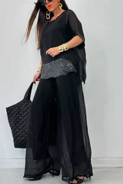 Ensemble en mousseline chic et sans effort – Ensemble fluide et luxueux