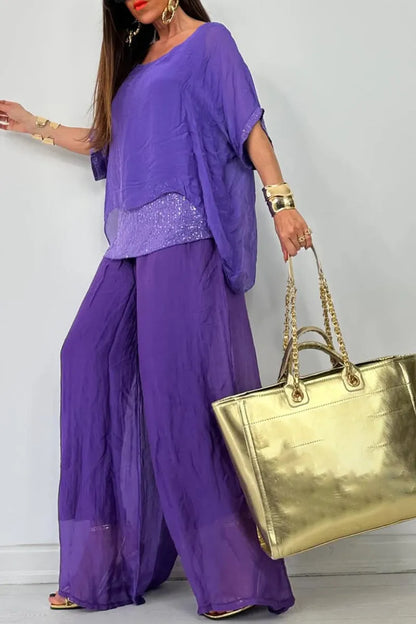 Ensemble en mousseline chic et sans effort – Ensemble fluide et luxueux