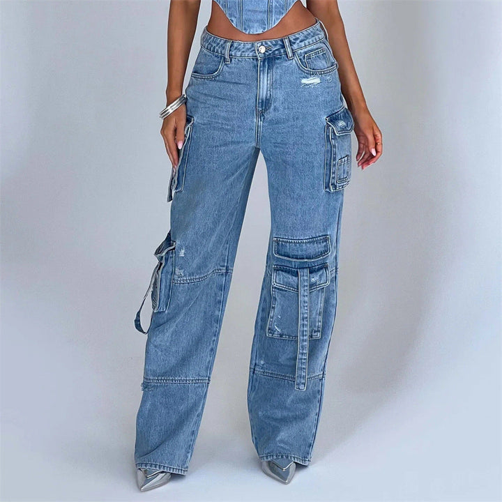 ECLAT™ | Ensemble bustier et jean cargo délavé
