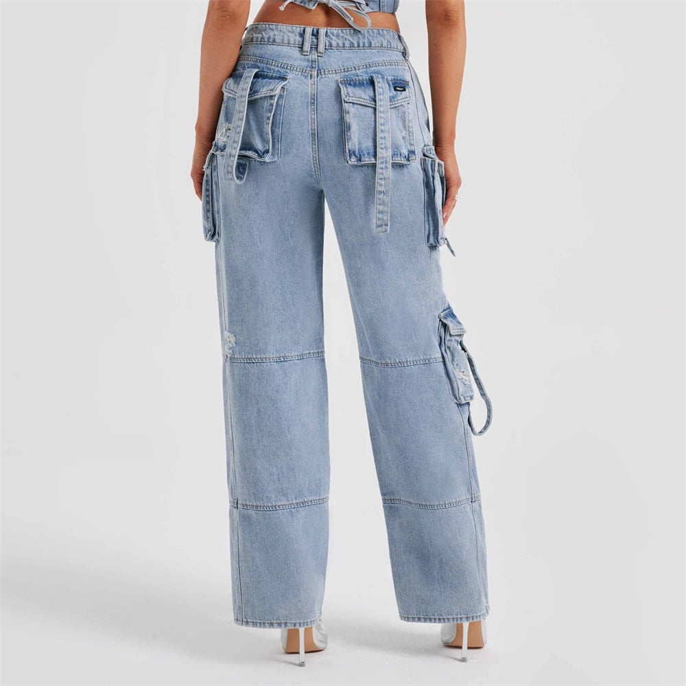 ECLAT™ | Ensemble bustier et jean cargo délavé