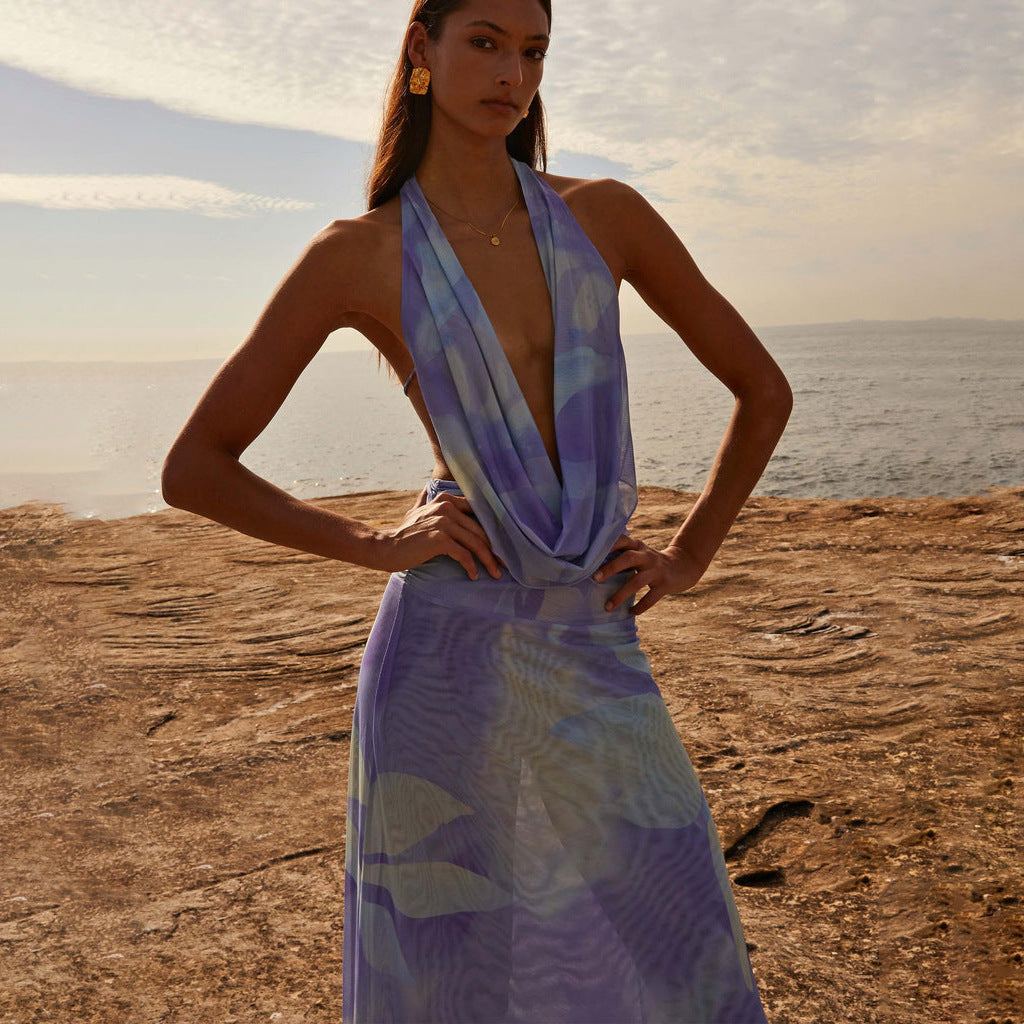 Eclat™ | Robe longue fluide imprimée – Élégance bohème et fraîcheur estivale.