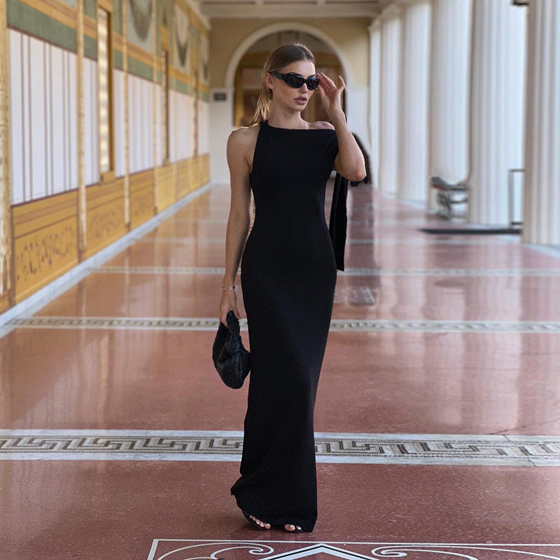 Eclat™ –Robe longue asymétrique  Élégance minimaliste et drapé fluide