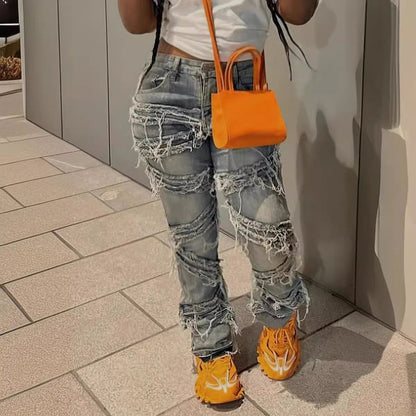 Eclat™ | Jean femme effet usé – Coupe slim et style urbain