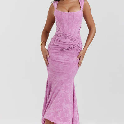 Eclat™ |Robe longue sirène drapée – Élégance sculptée