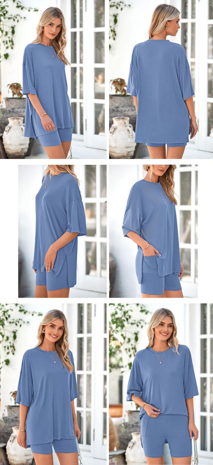 Lounge Set - Long Shirt + Biker shorts - Comfy wear