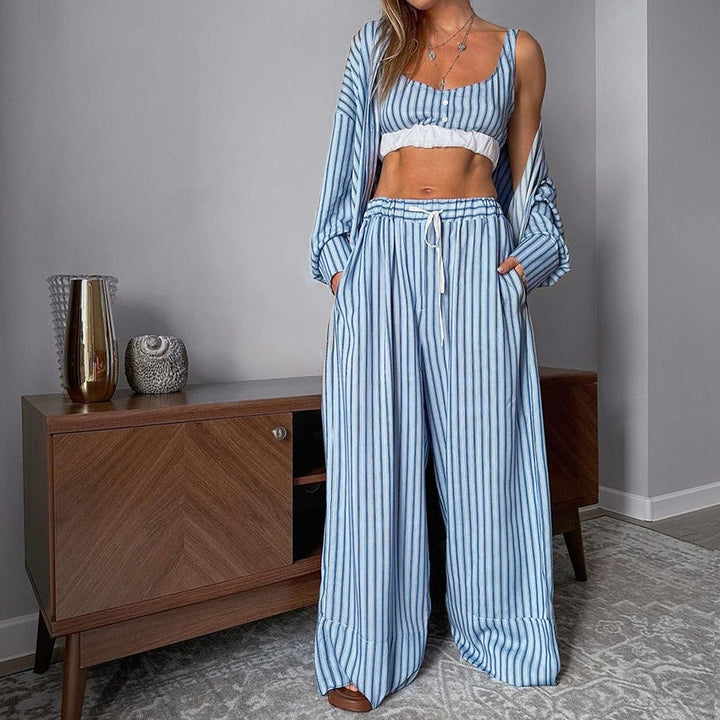 Eclat™ | Ensemble 3 pièces à rayures bleues – Confort et style à la maison