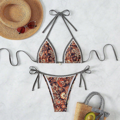 Santorini Sunset Bikini Set – Boho Burnt Floral