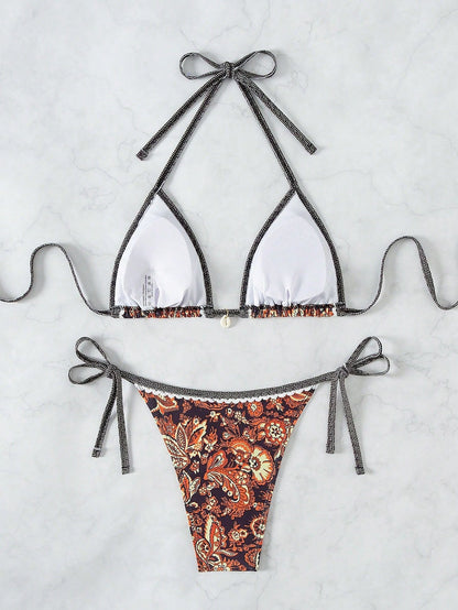 Santorini Sunset Bikini Set – Boho Burnt Floral