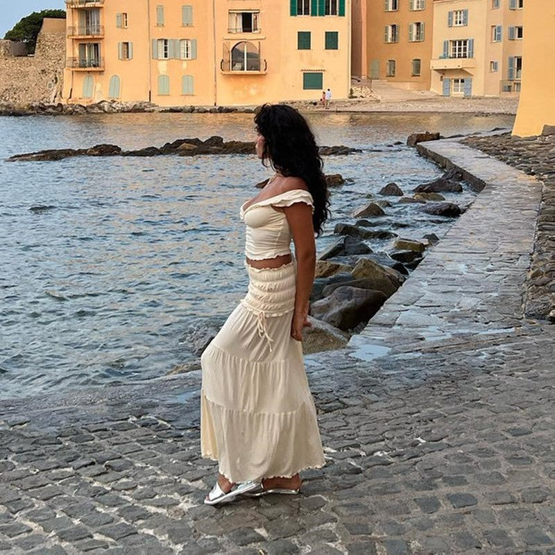 Eclat™ | Ensemble chic col V et jupe plissée – Élégance estivale