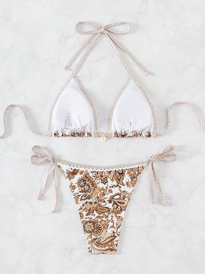 Golden Bloom Paisley Bikini Set