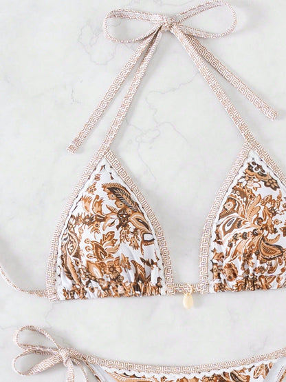 Golden Bloom Paisley Bikini Set