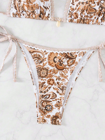 Golden Bloom Paisley Bikini Set