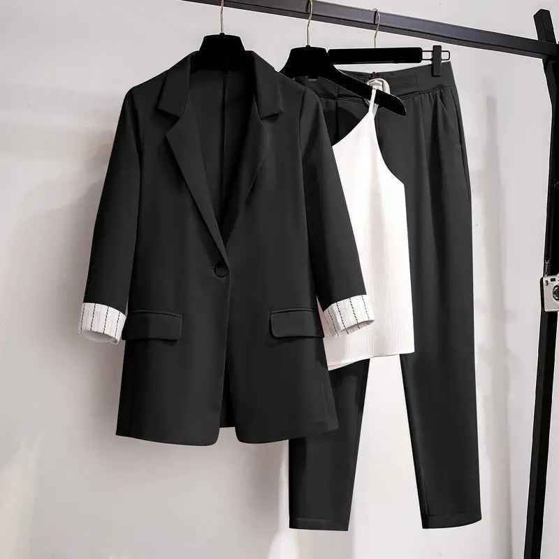 3-Piece Chic Suit Set – Blazer, Camisole & Trousers
