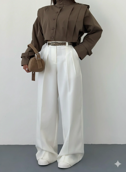 Ensemble Élégance Tailor – Top Structuré & Pantalon Large