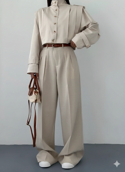 Ensemble Élégance Tailor – Top Structuré & Pantalon Large