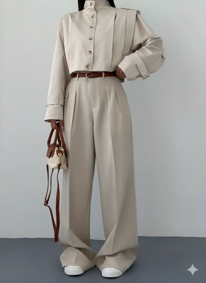 Ensemble Élégance Tailor – Top Structuré & Pantalon Large
