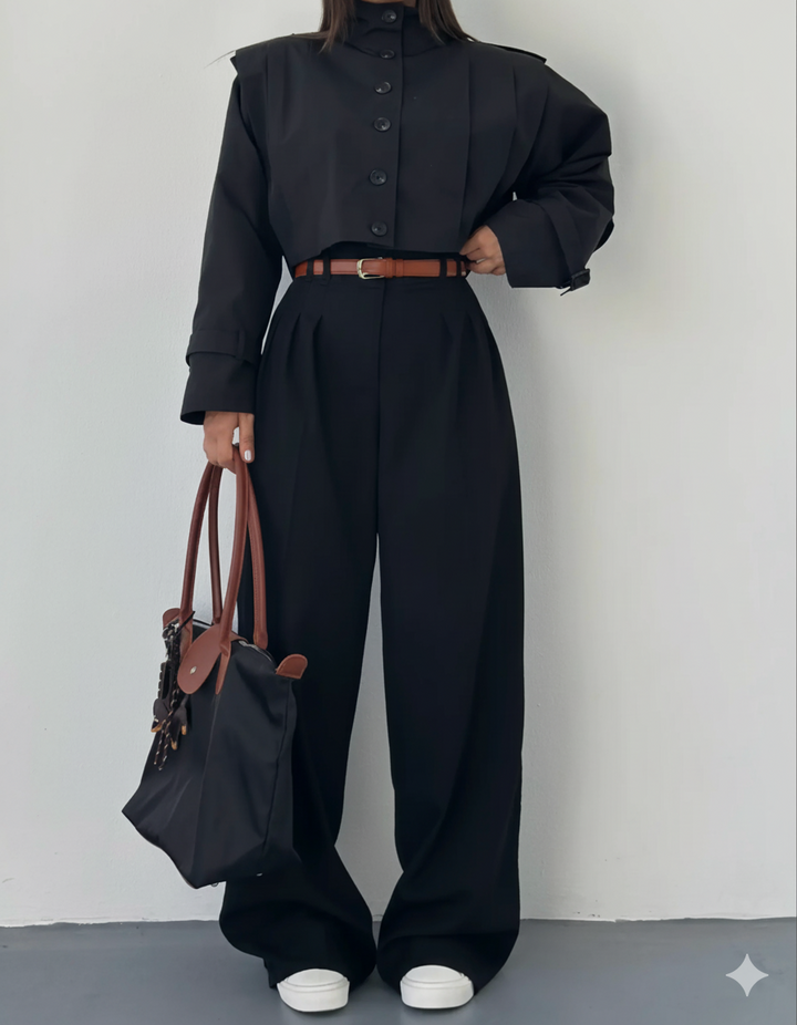 Ensemble Élégance Tailor – Top Structuré & Pantalon Large
