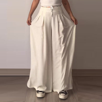Women's High-Waisted Wide-Leg Linen Pants – Lightweight, Flowy & Breathable