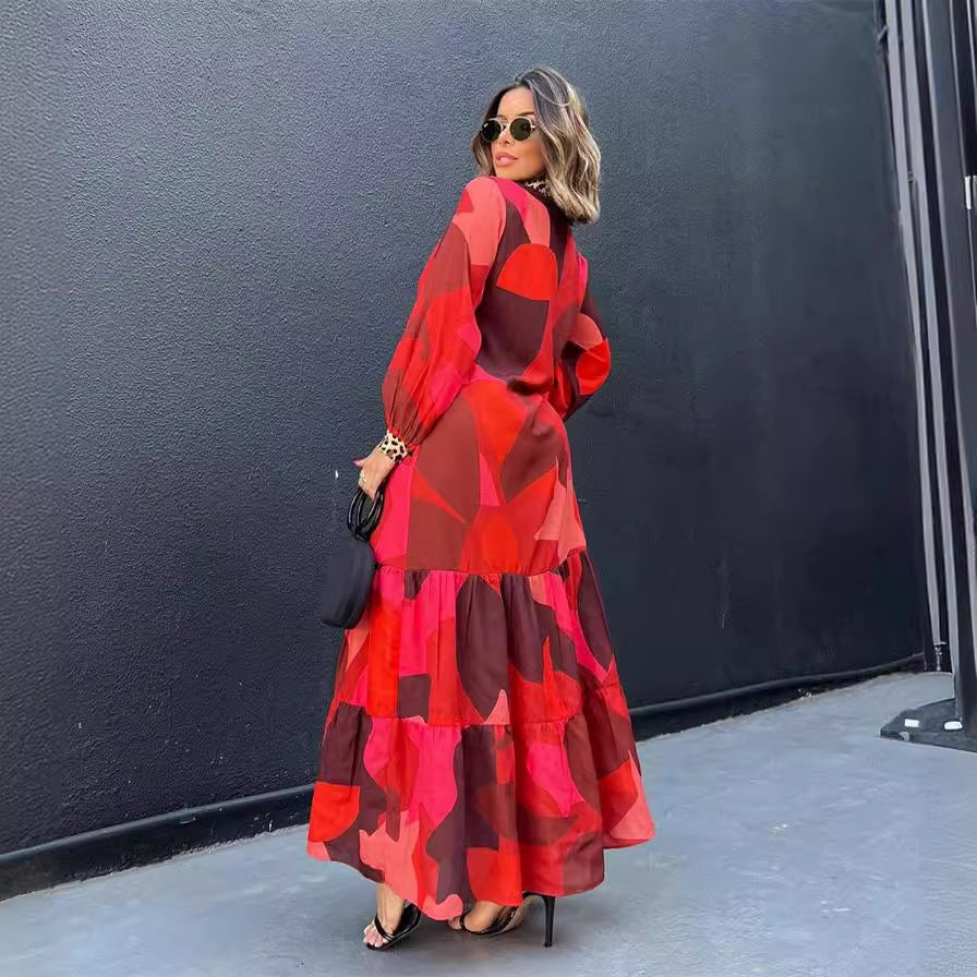 Eclat™ | Robe Longue Rouge & Léopard – Audace Bohème & Élégance Sauvage