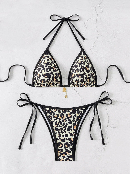 Leopard Charm Triangle Bikini Set