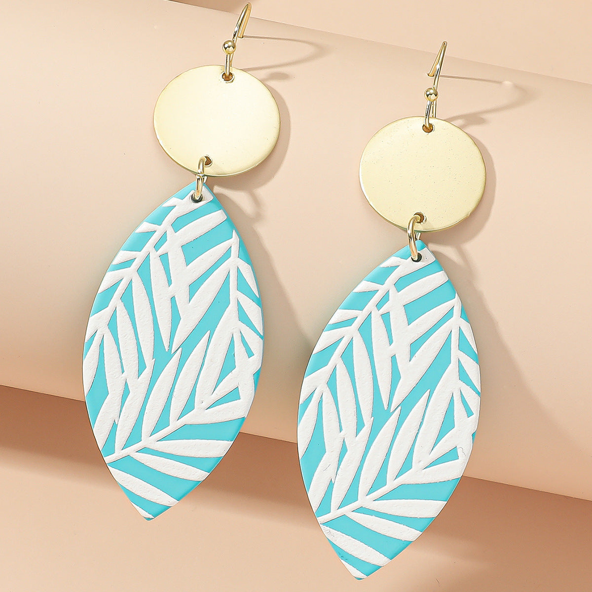 Azure Palm Leaf Drop Earrings – Summer Statement Style