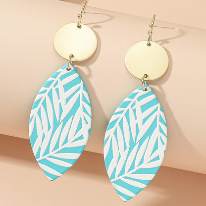 Azure Palm Leaf Drop Earrings – Summer Statement Style