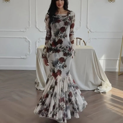 Eclat™ |Robe longue sirène fleurie Élégance romantique et charme intemporel