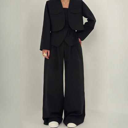 Éclat™ –Ensemble Femme 3 Pièces (Veste + Bustier + Pantalon Large)