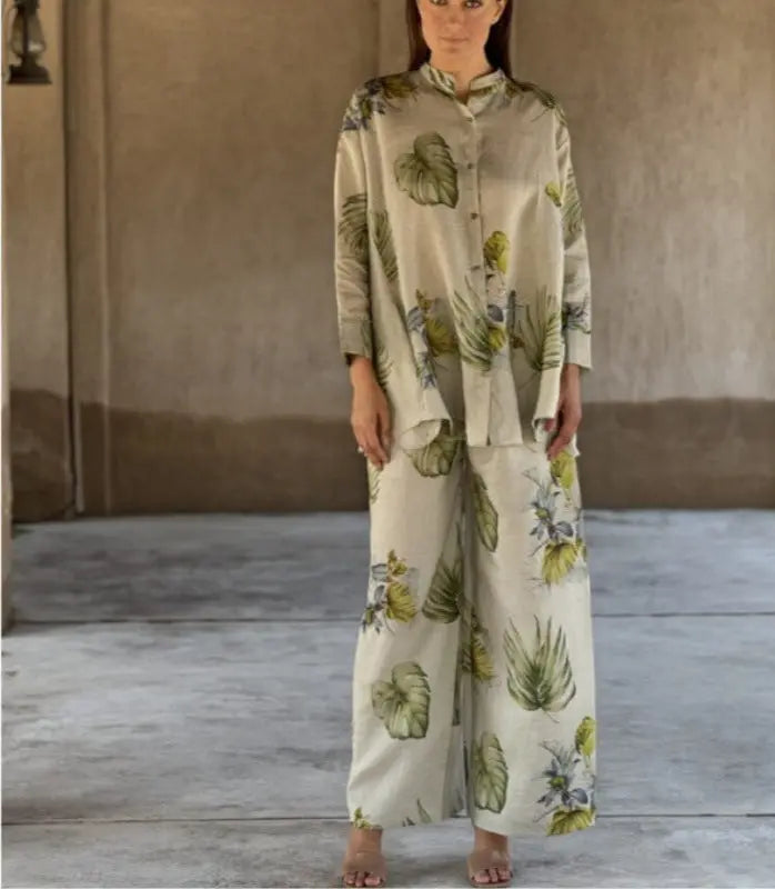 Eclat™ | Ensemble fluide à imprimé botanique – Élégance naturelle et confort estival