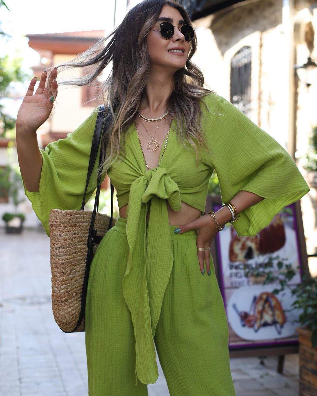 ÉCLAT™ | Ensemble Bohème Fluide – Tenue Deux Pièces à Nœud Frontal