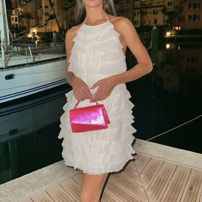 Eclat™ | Mini-robe superposée à volants – Dos nu léger