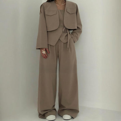 Éclat™ –Ensemble Femme 3 Pièces (Veste + Bustier + Pantalon Large)