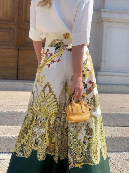 ÉCLAT™ | Ensemble Élégance Bohème – Pantalon Palazzo à Imprimé Paisley