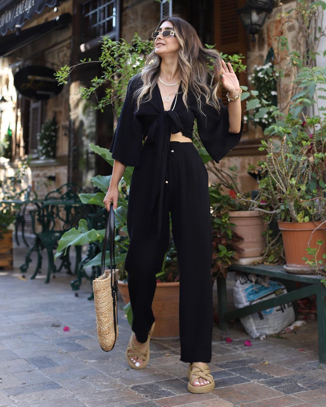 ÉCLAT™ | Ensemble Bohème Fluide – Tenue Deux Pièces à Nœud Frontal