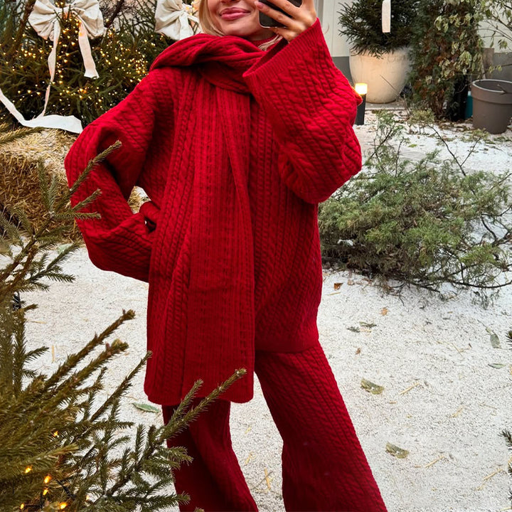 Ensemble Hiver 3 Pièces Élégance ( Écharpe • Pull • Pantalon)